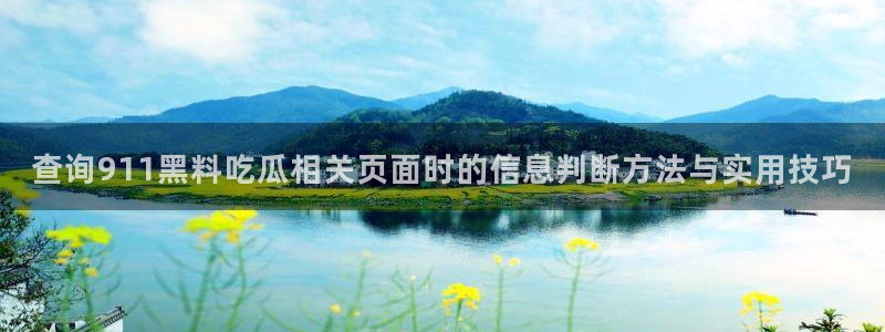 91吃瓜网络内容:查询911黑料吃瓜相关页面时的信息判断方法与实用技巧